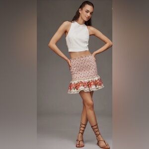 FARM Rio Summer Fruit Pink and Cream Cotton Mini Skirt Size Large